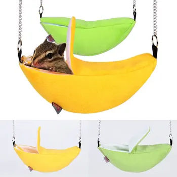 Kāmis kokvilnas ligzdu banānu Formas Māja Guļamtīkls Divstāvu Gulta Māja Rotaļlietas Būri Cukura Planieris Kāmis Mazo Dzīvnieku Putnu Pet Piegādēm