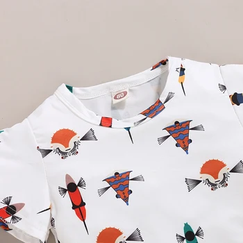 Bērnu Meiteņu Apģērba Komplekts Bērniem Drēbes Vasarā Gadījuma Taures Piedurknēm Vadītājs Print T-krekls Īsām Grupas Uzvalks Bērnu Kostīms Komplekts 2gab