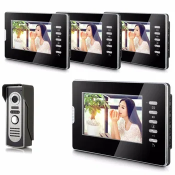 7 Collu TFT Krāsu LCD Monitors Sakausējuma Vadu Domofons Video Durvju Tālruni, 4 Monitoru