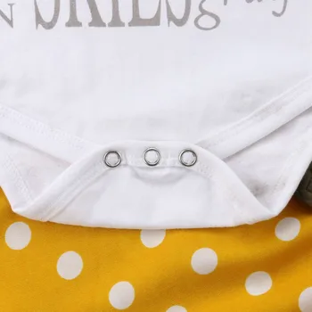 3pcs Baby Meitenes Apģērbu Modes Vēstules Modelis Apaļu Apkakli, garām Piedurknēm T-krekls Romper Punkti Bikses Hairband Bērnu Apģērbu Komplekts