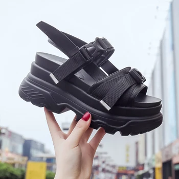 Modes Sievietes Vasaras Sandales Platformas biezu grunts Platforma Čības dāmas kājām zapatillas chinelo sandalia