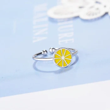 KOFSAC Jauns Moderns 925 Sterling Silver Gredzeni Sievietēm Brīvdienu Puse Rotaslietas Salds Cute Yellow Lemon Gredzenu Meitene Iesaistīšanās Dāvanas