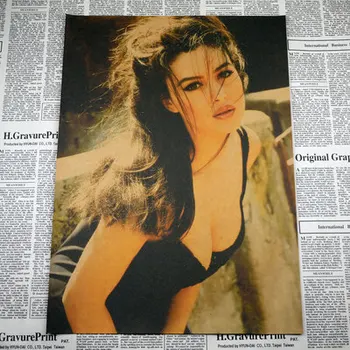 Monica Bellucci Itālija seksīga aktrise, filmu zvaigzne kraftpapīrs bārs plakātu, Retro Plakāta dekoratīvais krāsojums