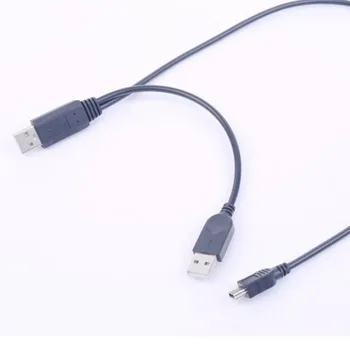 USB2.0 USB 2.0 double Tipa 2A Vīriešu Mini 5-Pin Male Y Kabeli, 0.7 m 70cm 2ft 2,5