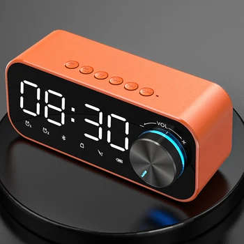 LED Bezvadu Subwoofer Galda Pulkstenis Digitālais Displejs Radio Bluetooth Skaļruni Piederumi Melnā Mājās Apdare Mūzikas Atskaņotājs