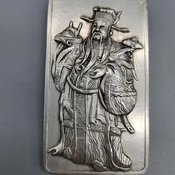 Ķīnas veca Tibetas sudraba palīdzības Fortuna Vidukļa Kartes amuletu kulons Feng Shui laimīgs kulons