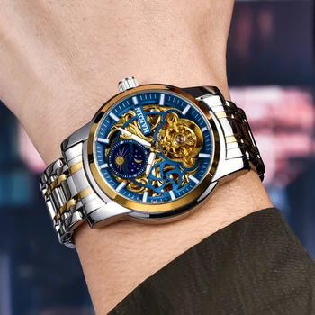HAIQIN 2020 Vīriešu pulksteņi Mehāniskās top Zīmola luksusa skatīties automātiskā uzņēmējdarbības rokas pulksteni dobi Tourbillon pulkstenis reloj hombre