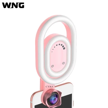 Portatīvo Live Stream Selfie Gaismas Skaistumu Selfie Aizpildīt-in LED Riņķa Gaisma ar Platleņķa Objektīvs Klipu iphone Samsung Viedtālrunis