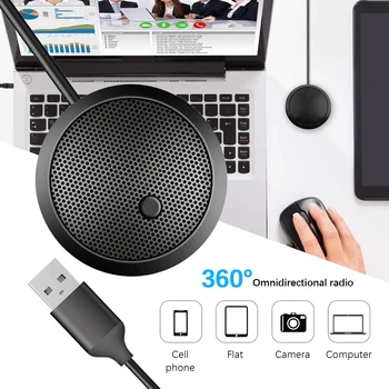 USB 3,5 mm Sanāksmē Mikrofons Plug &Play Darbvirsmas Mikrofons ar skaņas Izslēgšanas Pogu, LED Indikators, kas Saderīgi ar Windows YouTube