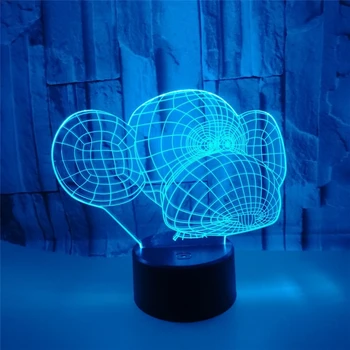 2018 Mērkaķis Vadītājs 3D Ilūziju Nakts Gaisma USB 7 Krāsu, Mirgo Atmosfēru LED Miega Lampas Touch Slēdzi vai Tālvadības pults
