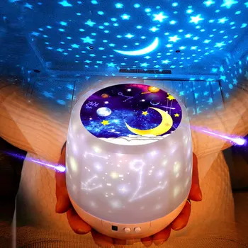 Zvaigžņotā Debess Projektors-Nakts Gaismas LED Krāsains Rotācijas Zvaigžņotām Mēness Nakts Lampa USB Uzlādes Projekcijas Lampas Bērnu Dāvanu