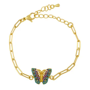 Modes Crystal Butterfly CZ Zircon Piekariņi, Aproce Sievietēm Zelta Krāsā Regulējams Ķēdes Aproce Rotaslietas Dāvanu
