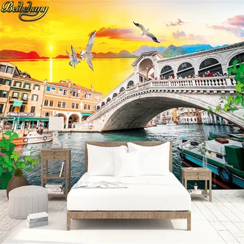 Beibehang pielāgotas 3D foto sienas tapešu Venēcijas Pilsētas Ūdens Tilts guļamistaba dzīves ainavas restorāns lielu sienas tapetes