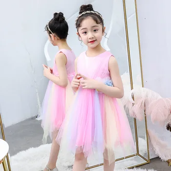 2019 Jauno Vasaras Kostīms Meitenēm Princese Kleita Bērnu Vakara Apģērbs Bērniem Šifona Mežģīņu Kleitas Bērnu Meitene Puse Pērle Kleitu
