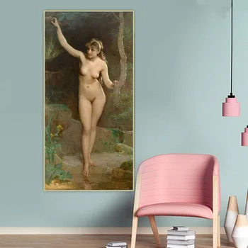 Citon Emile Munier《The bather（Seksīgu kailu sievieti,）》 Audekls, Eļļas Glezna Mākslas Plakāta Attēlu Fona Dekori Mājas Apdare