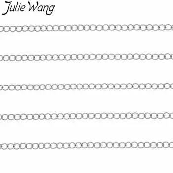 Julie Wang 1 Metrs Nerūsējošā Tērauda šarnīrķēdes Zelta Baltā K Augstas Kvalitātes Kaklarota, Aproce Anklet DIY Piederumu, Rotaslietu izgatavošana