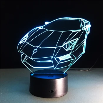 7 Krāsas, Mainot Sporta Auto 3D Nakts Apgaismojums, LED Vizuāla Gaismas Atmosfēru Lampas Touch Slēdzis USB Galda Lampa Jaunums Mazulis Dāvanu