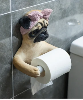 Spilgti Sveķu Mopsis Suns Audu Lodziņā Ruļļu Turētājs pie Sienas piestiprinātās Tualetes Papīrs Kannu tualetes papīra turētājs, Mājas aksesuāri
