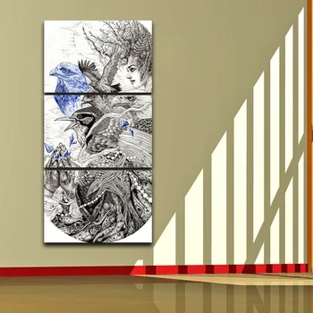Putnu Mākslas Iespiestas Rokas Zīmējumu uz Audekla Spray Eļļas Glezna Apdare Iespiesti Mājas Dekoru Ierāmētas sienas art attēlu TP0012