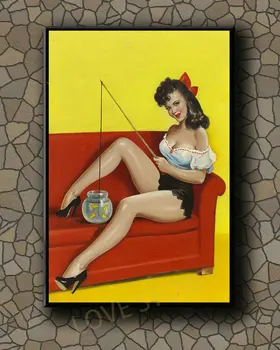 P416 Skaistu Vintage Pin-up Meitene Classic Attēlu 559 Zīda Auduma Plakātu Mākslas Dekoru Iekštelpu Krāsošana Dāvana