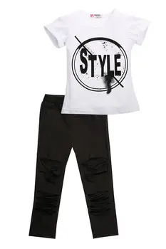 Jaunu arraivl 2gab Modes Baby Meitenes Vasaras Print T-krekls + Legging Bikses Uzstādīt Bērnu Apģērbs, Apģērbu Komplekts