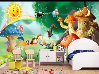 Jaunu Pielāgotu 3D Lielu Sienas Tapetes Oriģināla karikatūra Romantisks Pāris Sēņu Istaba bērnu istaba, TV Fona dzīvo Guļamistaba
