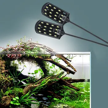 X7 ES Plug Dual Head Super Spilgti LED Ūdens Augu Akvārija Lampas Gaisma Augiem Augt Gaismas Ūdensizturīgs Clip-on Zivju Tvertnes Indikators