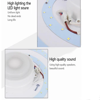 AC110~265V 48W Smart Bluetooth LED Mūzikas Griestu Gaismas Multi Krāsu Maiņa Regulējamas Lampas ar Bluetooth APP Runātājs Guļamistaba