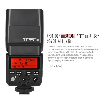 Godox Thinklite TT350N Mini 2.4 G Bezvadu TTL Zibspuldze Master & Slave Speedlite 1/8000s liela Ātruma Sinhronizācija, Nikon Kamerām