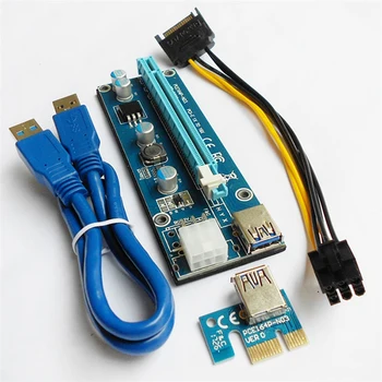 VER006C 60CM PCI-E Stāvvadu Kartes 006C PCI Express PCIE 1X, lai 16X Adapteri USB 3.0 Kabelis SATA, uz 6Pin Barošanas Raktuvju Strādnieks