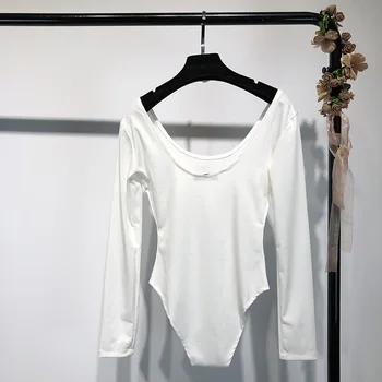 WHITNEY WANG 2019 Rudens Modes Streetwear Vintage Stila Slim T krekls, Sieviešu t-veida, T-krekli, Topi