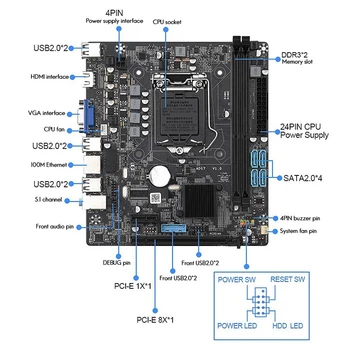 H55M Datoru Mātesplati Atbalsta LGA1156 Procesora DDR3 Atmiņas MATX Darbvirsmas Datoru Mātesplati Spēle