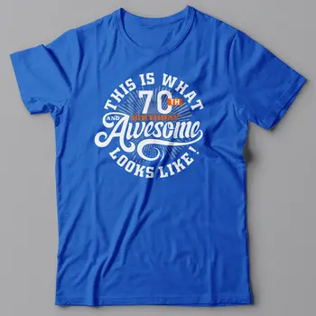 Ar īsām Piedurknēm Melns T Krekls, Kokvilna 70 Th Birthday T Krekls - tas Ir Tas, Ko 70. Dzimšanas dienai un Awesome Izskatās Giftcasual Tee
