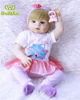 57cm pilna silikona atdzimis bērnu lelles bebe dzīvs Nekustamā Bērnu Lelles atdzimis rotaļlietas de silikona menina bērniem, dzimšanas diena dāvanas, rotaļlietas