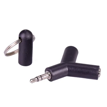 R Savienotājs 1pc Y tipa Jack 3.5 3 polu Dubultā sieviešu 3.5 mm Stereo male plug austiņas adapteri ar putekļu vāciņu&metal keychain