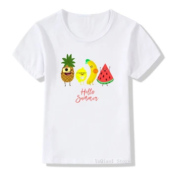 Ananāsu augļi drukāt smieklīgi, t krekli vasaras zēns meitene cute drēbes, bērnu t-krekli baltā camiseta bērnu apģērbu toddler tee