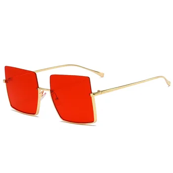 Puse Kadru Lielā Laukumā Saulesbrilles Vīriešiem, Sievietēm, Metāla Četrpušu Saules Brilles Modes Okeāna Lēcas, Brilles UV400 gafas de sol