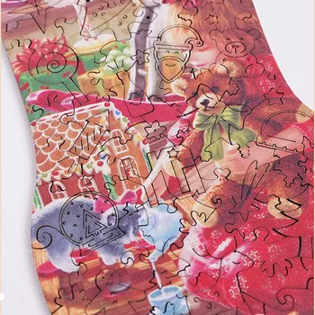Kids Izglītojošās Koka Puzzles, Krāsains Izglītības Celtniecības Bloki, Neregulāras Formas Ziemassvētku Ganāmpulka Puzzle