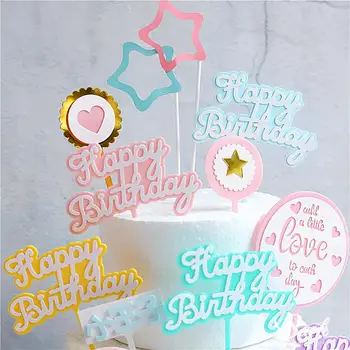 Akrila Rozā Ak Baby Āķis Happy Birthday Cake Topper Partiju Dekorēšanas Jubileja, Dimants Mīlestības Dāvanas Cepšanas Piederumi