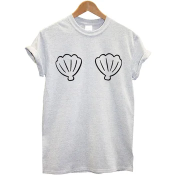Krekls Zaudēt Sieviešu Apģērbi T Krekli Sieviešu T-krekls ar Īsām Piedurknēm Drukāt Sea Shell Vasaras Topi Baltā t-veida Topi Vasaras O-veida kakla Sievietēm