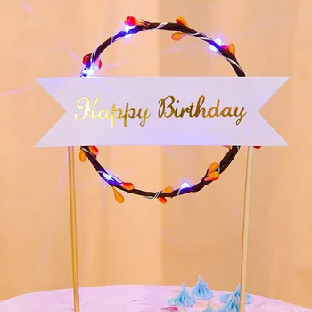 JAUNI 1GAB Sirds Formas LED Pērle Kūka Toppers Baby Happy Birthday Kāzu Cupcakes Puse Kūka Dekorēšanas Rīks