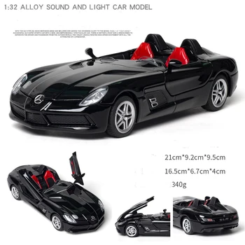 Mercedes-Benz SLR sakausējuma auto modeļa kabrioleta sporta auto simulācijas skaņas un gaismas pull atpakaļ automašīnas modelis rotu kolekcija chi