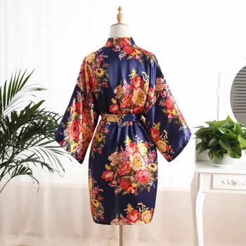 Sieviešu Zīda Satīna Īsas Nakts Drēbes Cietā Kimono Tērpu Modes Vannas Drēbes Sexy Peldmētelis Peignoir Femme Kāzas, Līgava, Līgavas Tērpu
