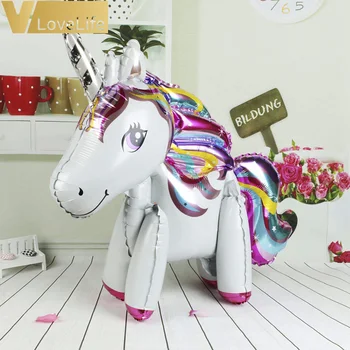 1PC Unicorn 3D Folija Baloni DIY Krāsains Rozā, Violeta Dzimšanas dienas svinības Rotājumus Bērniem, Kāzas, Bērnu Liecina, Baloni Dekori Montāža