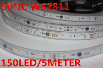 10 Pikseļi uz vienu Metru;30LED/M DC12V 5m WS2811 led digitālo burvju lente 10 IC uz metru ūdensizturīgu IP66 jo Silikona caurule