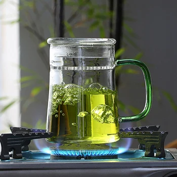 400 ML Tējas Tase Tējas Atdalīšanas Tējas Tase Caurspīdīga Filtru Kausa Augstu Bora karstumizturīga Ūdens Kausa Pusmēness Kauss
