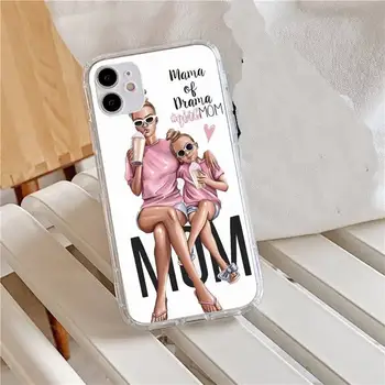 Meitene Karaliene Mamma un baby Phone Gadījumā Pārredzama iPhone 11 12 mini pro XS MAX 8 7 6 6S Plus X 5S SE 2020. GADAM XR