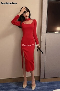 Ir 2021. ķīniešu kleita qipao sexy ķīniešu cheongsam sieviete pavada qipao austrumu sievietes vakara cheongsam kleitu elegants puse kleita