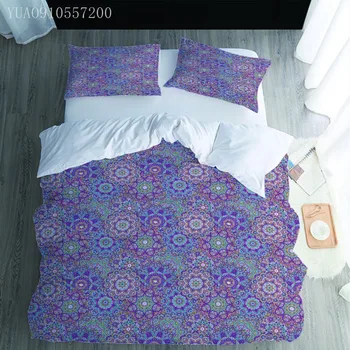 Bohemia Stila Gultas Komplekts Sega sedz, Karalis, Karaliene Mierinātājs Segtu Mandala Microfiber Violeta Bed Set 2/3pcs Pieaugušajiem Gulta Uzlikas