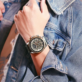 Ikdienas Uzņēmējdarbības Vīriešu Pulksteņi Zīmolu VAI Modes Chronograph Kvarca rokas Pulkstenis ar Ādas Siksniņu Lumious Ūdensizturīgs Relogio Mascul